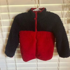 Primary, 18-24M navy and red fuzzy zip up